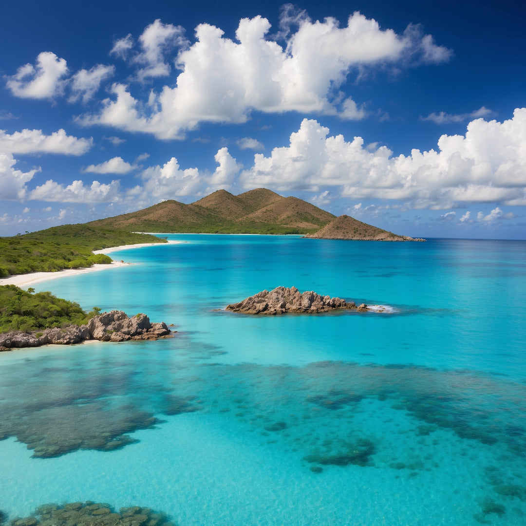 A serene tropical island landscape