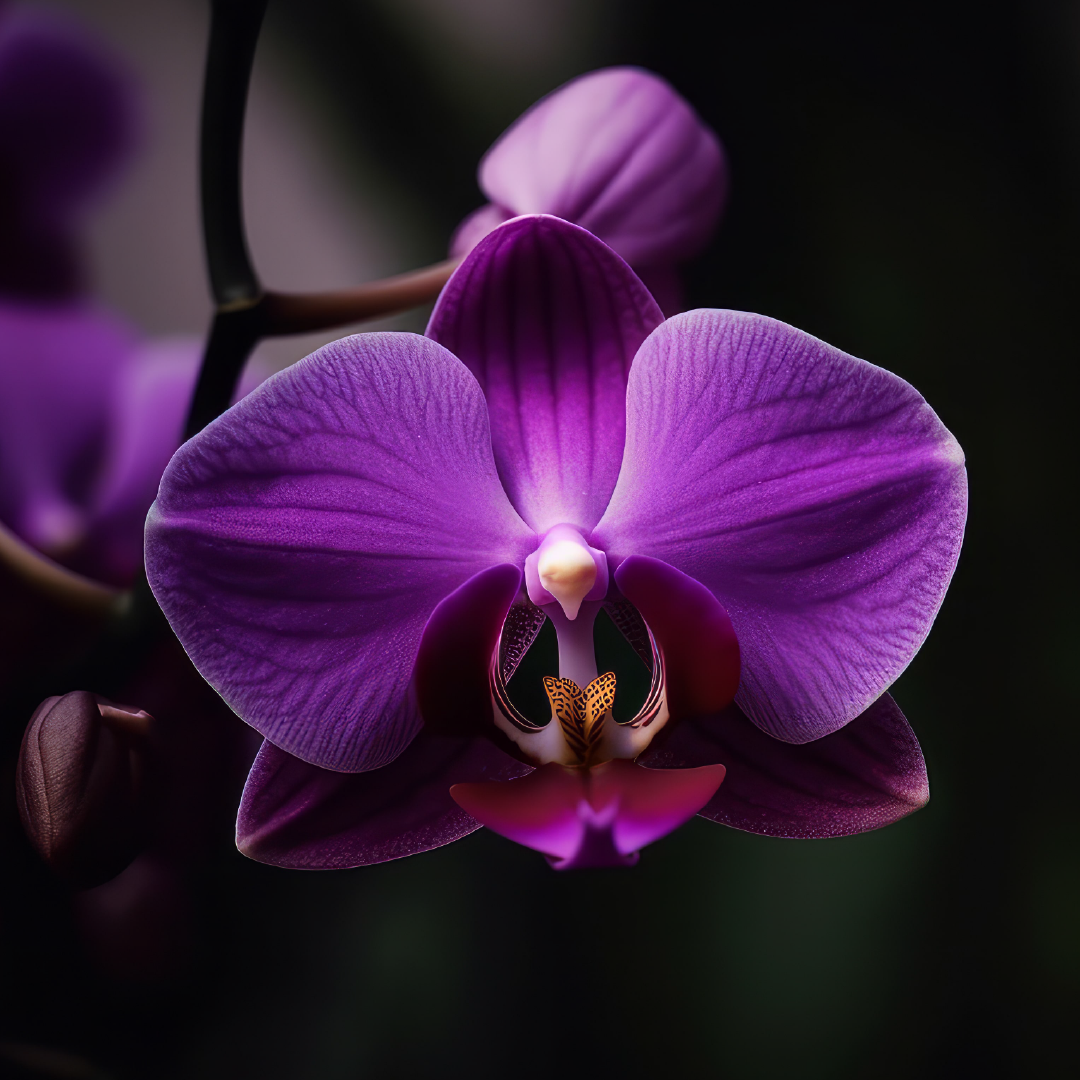 Close up image of a purple Orchid flower